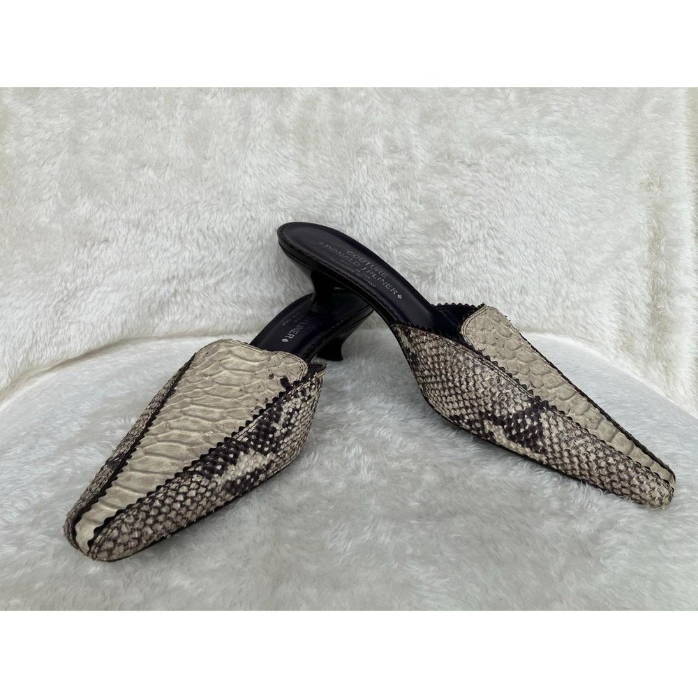 Donald Pliner Snakeskin Style Mules with Kitten Heel